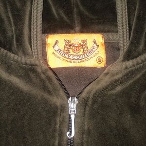 BROWN VELOUR JUICY COUTURE ZIP UP HOODIE, SWEATER